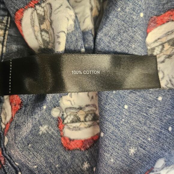 2/$30 Denim & Flower Ricky Singh Short-sleeved Button-down Santa Shirt Size L - Picture 7 of 9